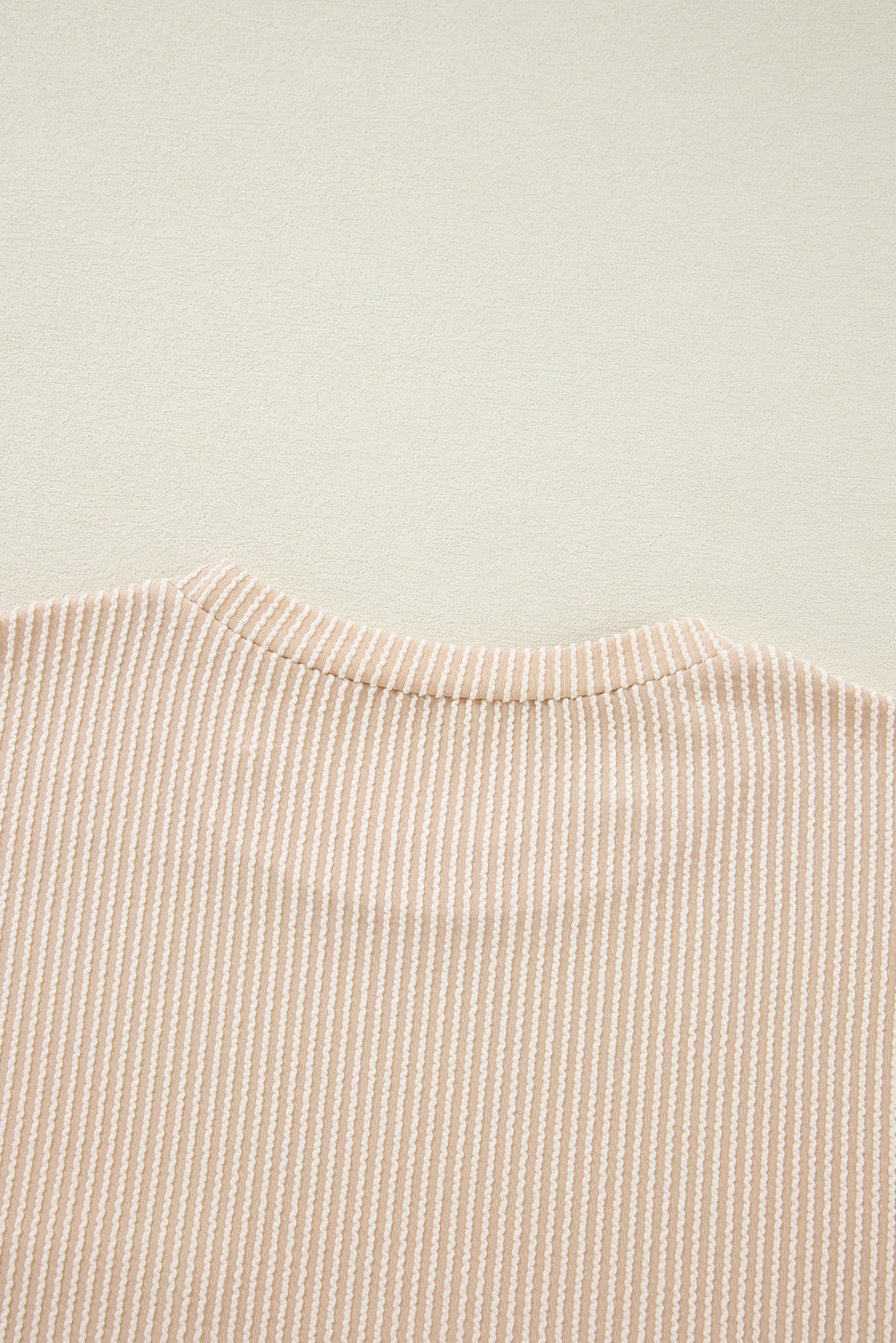 Corded Knit Pocketed Loose Fit T Shirt | Beige