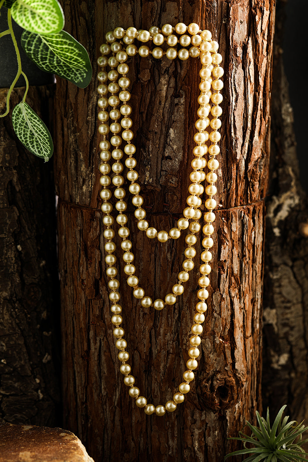 Faux Pearl Beaded Layered Necklace | Gold