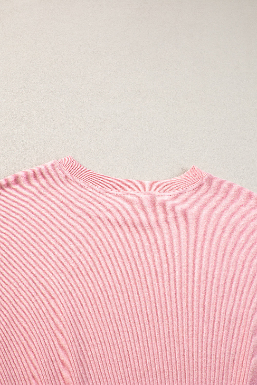 Loose Drop Shoulder Ribbed Sweatshirt | Pink