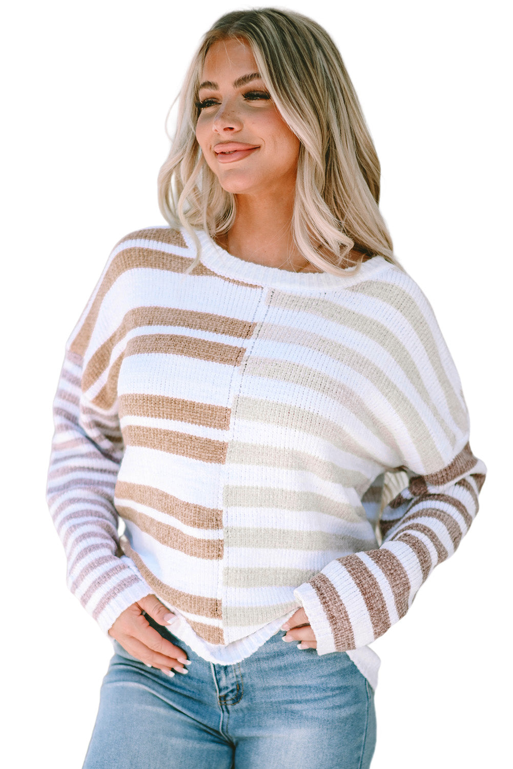 Blocked Drop Shoulder Slouchy Sweater | Stripe