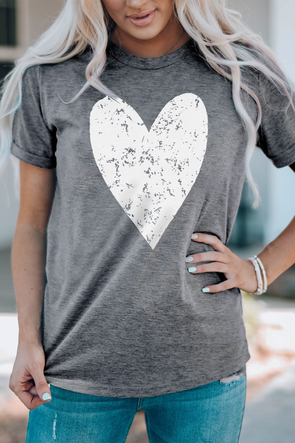 Valentine'S Day Large Heart Shape Graphic T Shirt | Gray