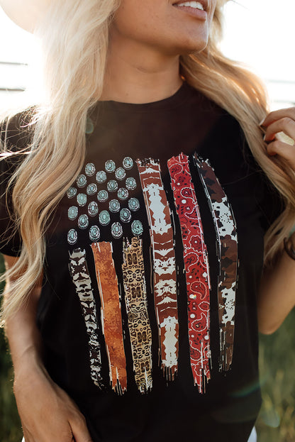 Western American Flag Graphic Tee | Black