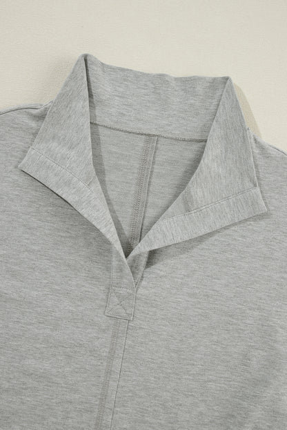 Exposed Seam Collared Pocketed Loose Sweatshirt | Light Grey