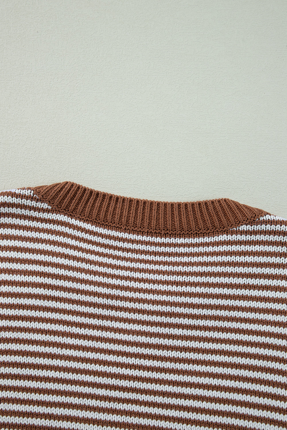 Geometric Textured Drop Shoulder Sweater | Brown Stripe