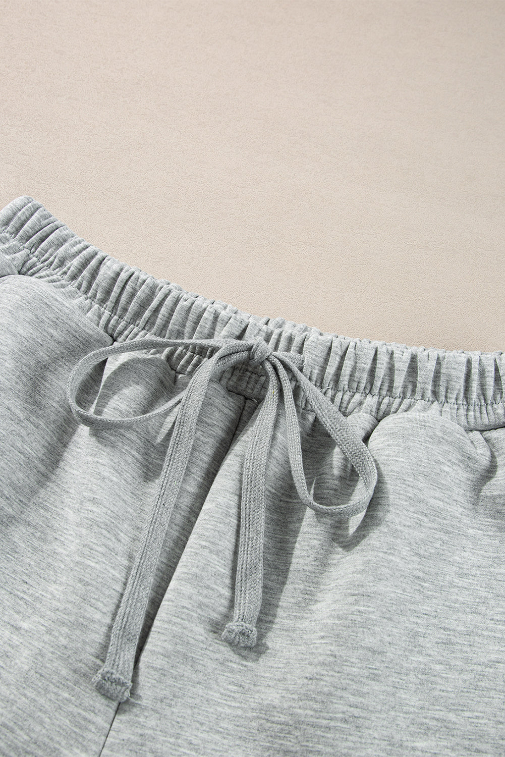 Stand Neck Zipped Sweatshirt And Shorts Set | Light Grey