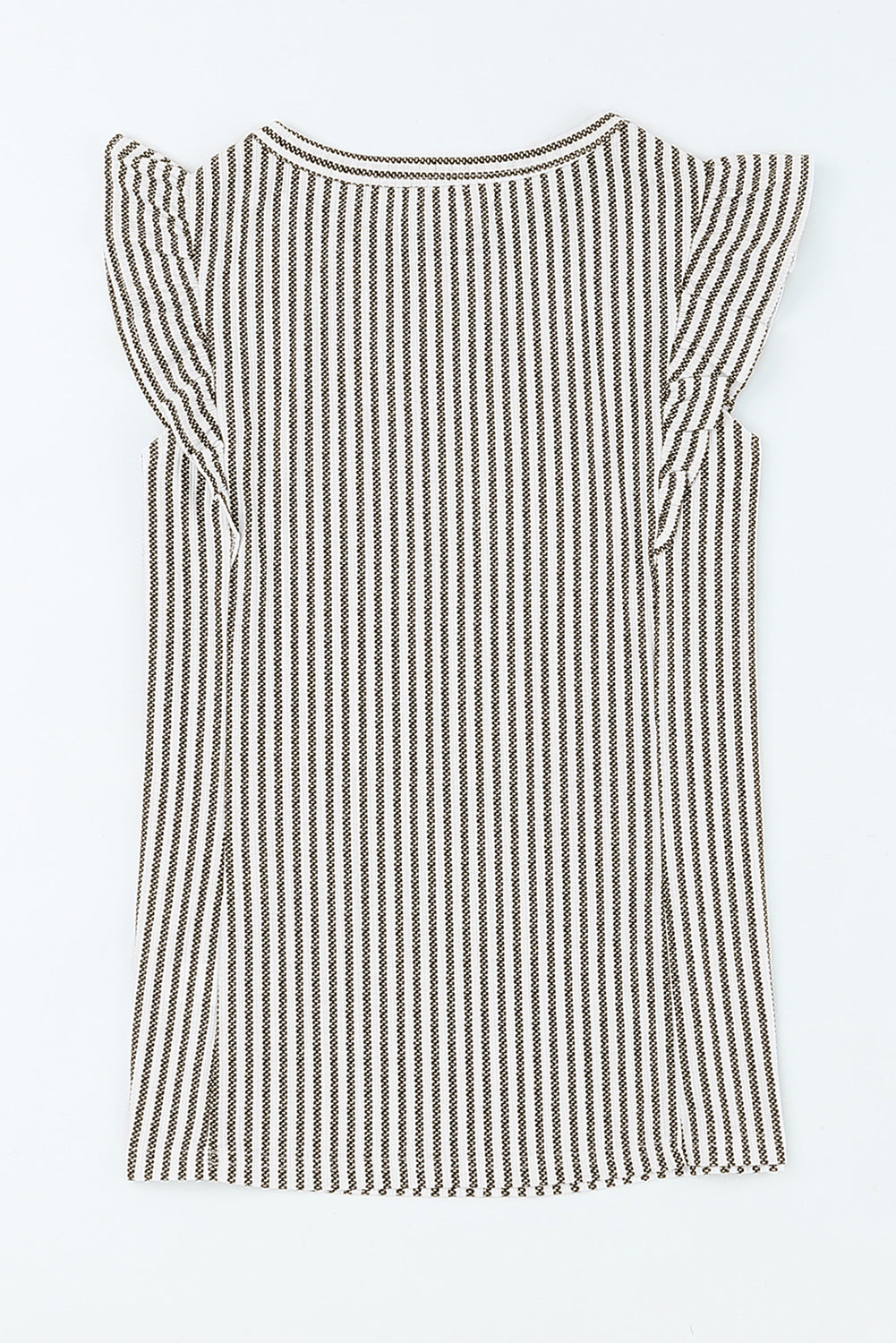 Crew Neck Ruffled Striped Tank Top | Gray