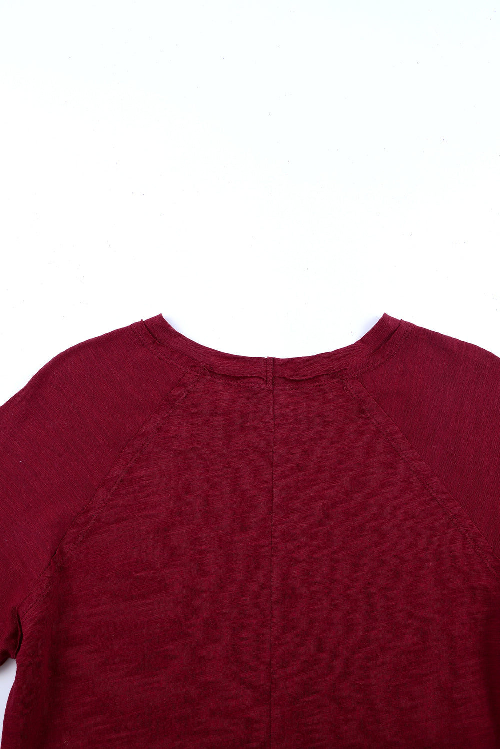 Fiery  Solid Crew Neck Long Sleeve Top | Red