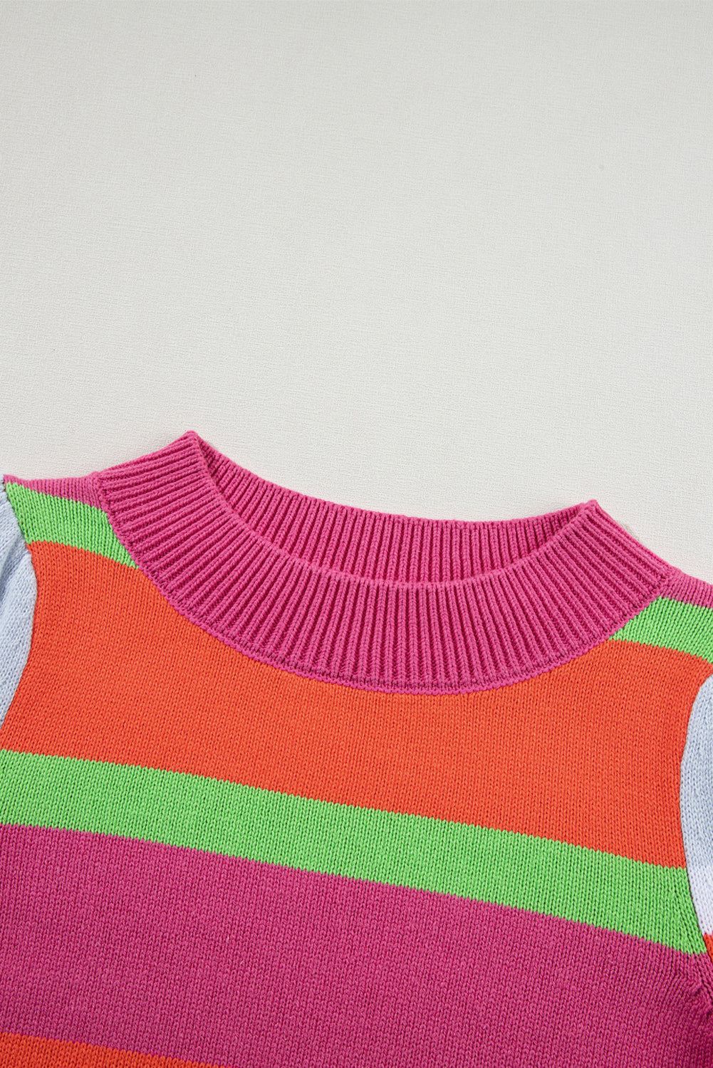 Colour Block Cropped Short Sleeve Sweater | Multicolour