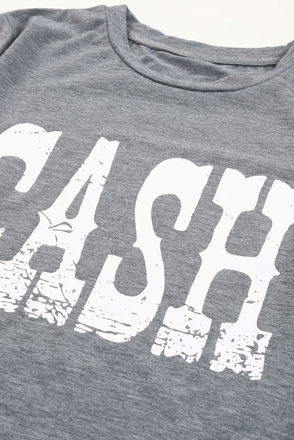 Cash Letter Print T Shirt | Gray