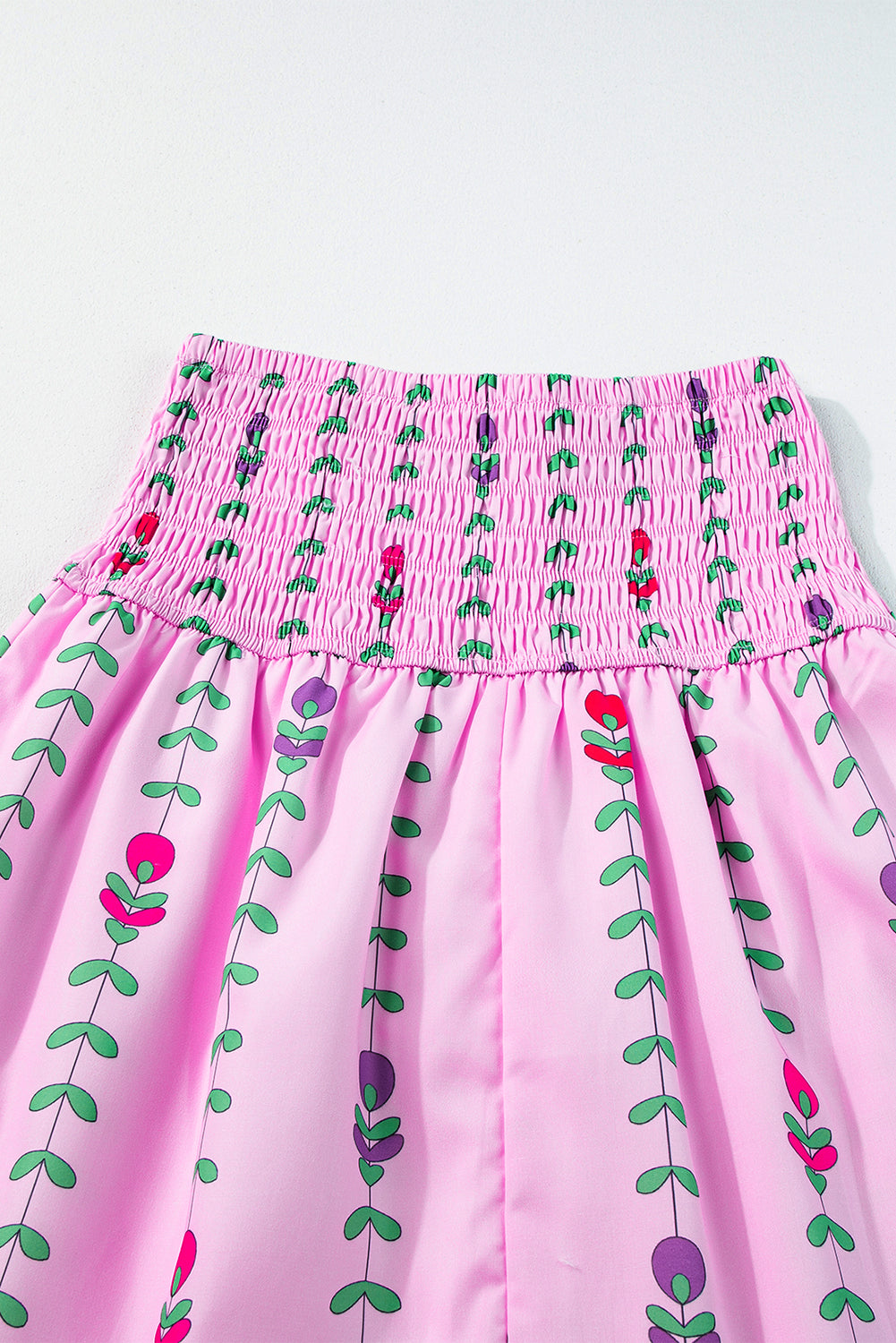 Printed Smocked Tiered Maxi Skirt | Pink