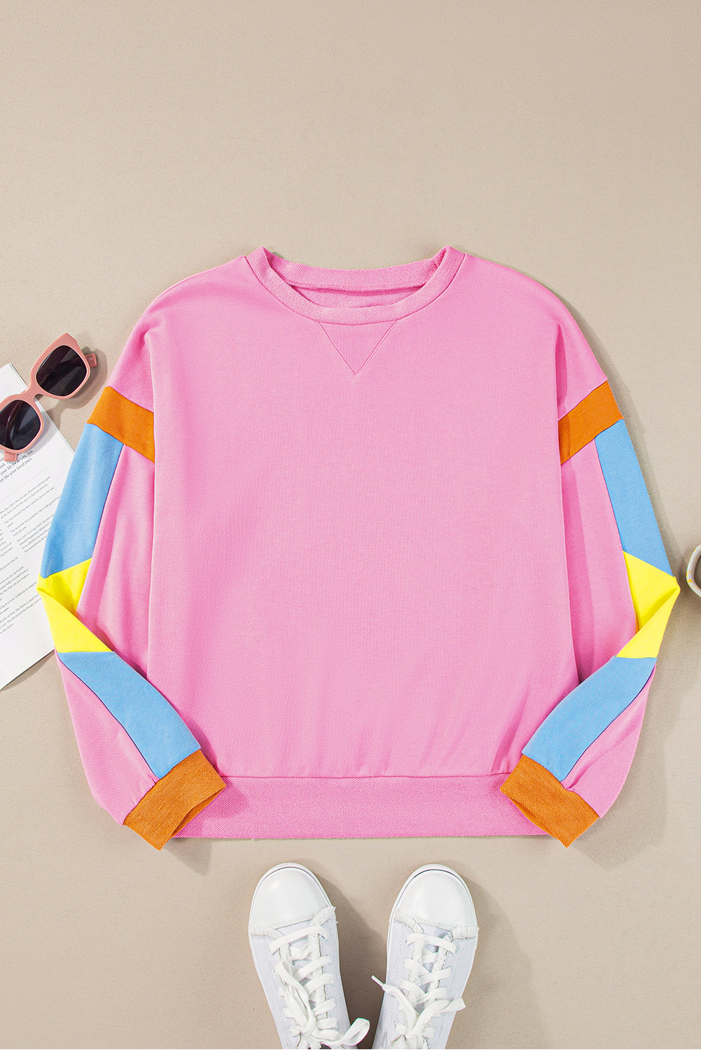 Candy Colourblock French Terry Top | Pink