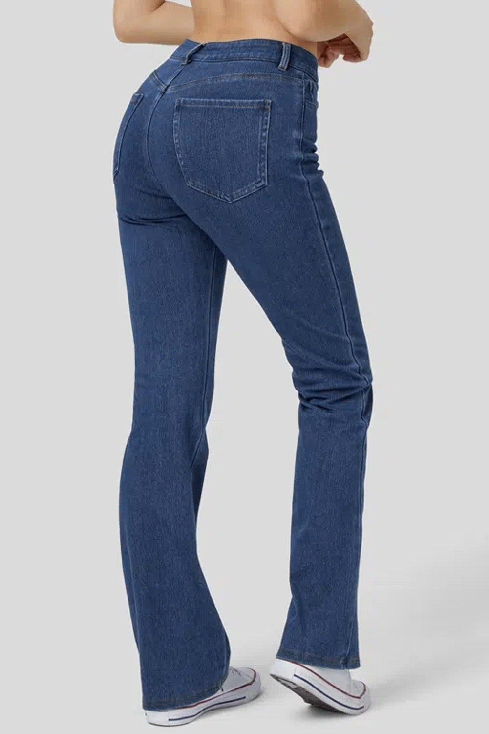 Mid Waist Stretchy Knit Casual Bootcut Jeans | Ashleigh Blue