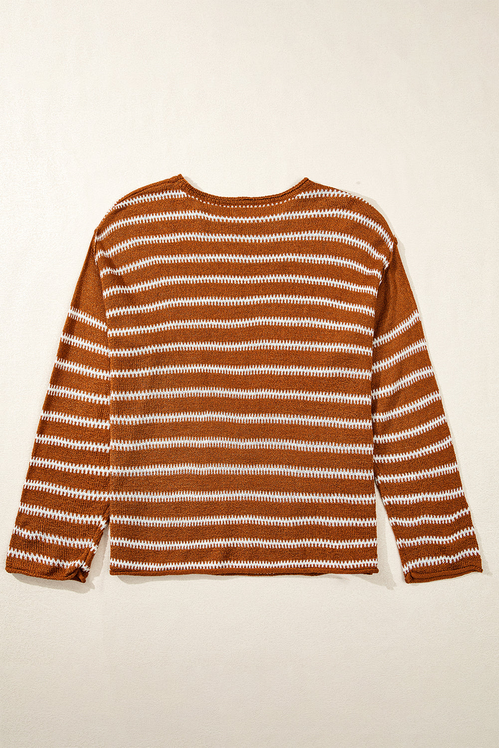 Drop Shoulder Casual Sweater | Brown Stripe