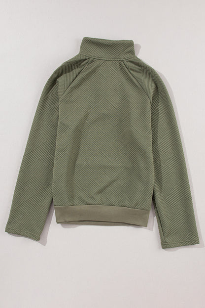 Textured Knit Buttoned Kangaroo Pocket Sweatshirt | Laurel Green