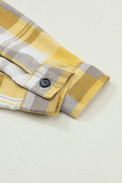 Plaid Button Up Patch Pocket Shirt | Yellow