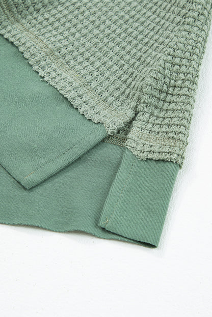 Scoop Neck Waffle Knit Flowy Vest | Sea Green