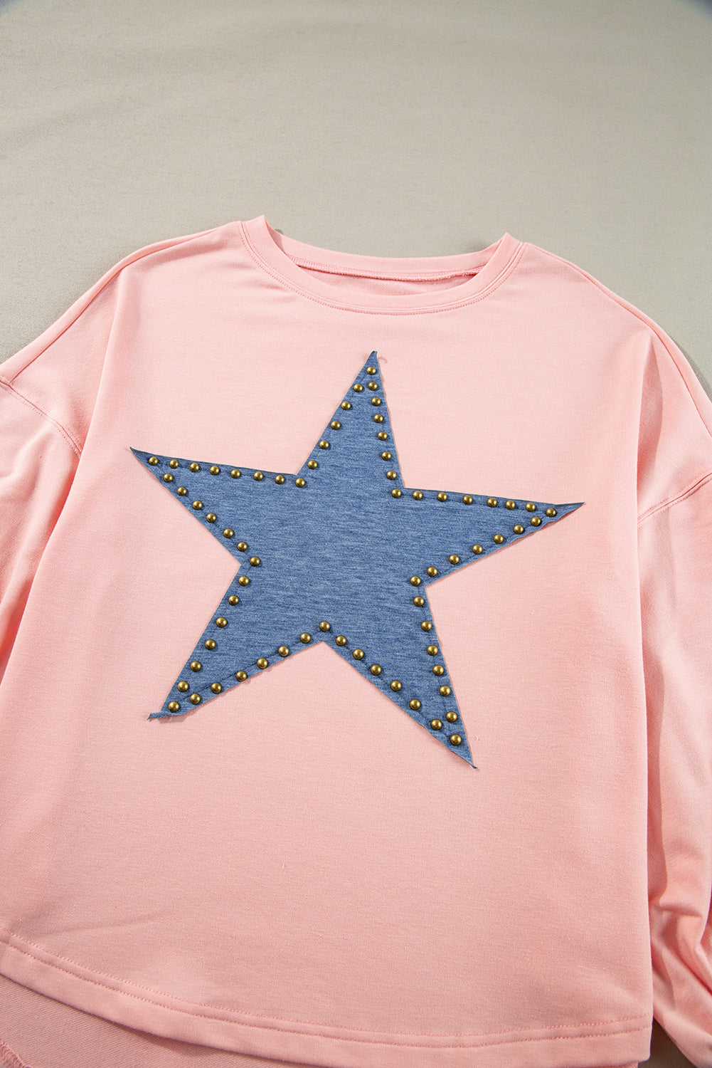 Studded Star Graphic Oversized Long Sleeve Top | Gossamer Pink