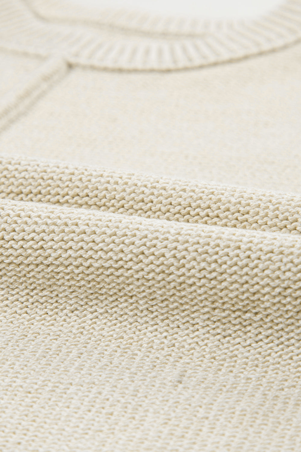 Solid Colour Cap Sleeve Knitted Sweater | Oatmeal