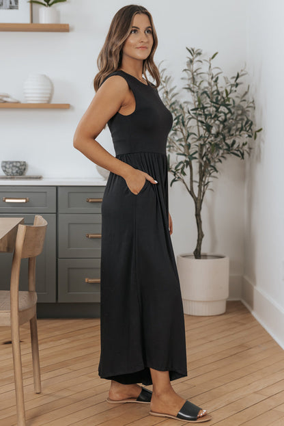 Open Back Wide Leg Jumpsuit | Black