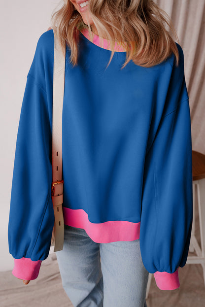 Colourblock Bubble Sleeve Sweatshirt | Blue