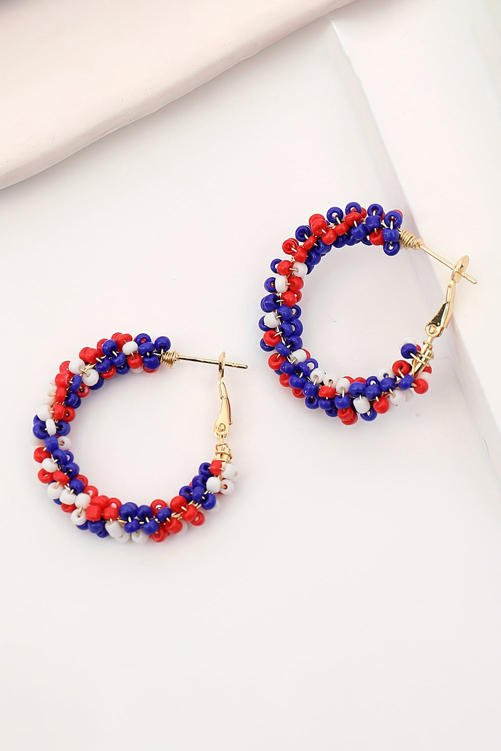 Flag Day Beaded Hoop Earrings | Fiery Red