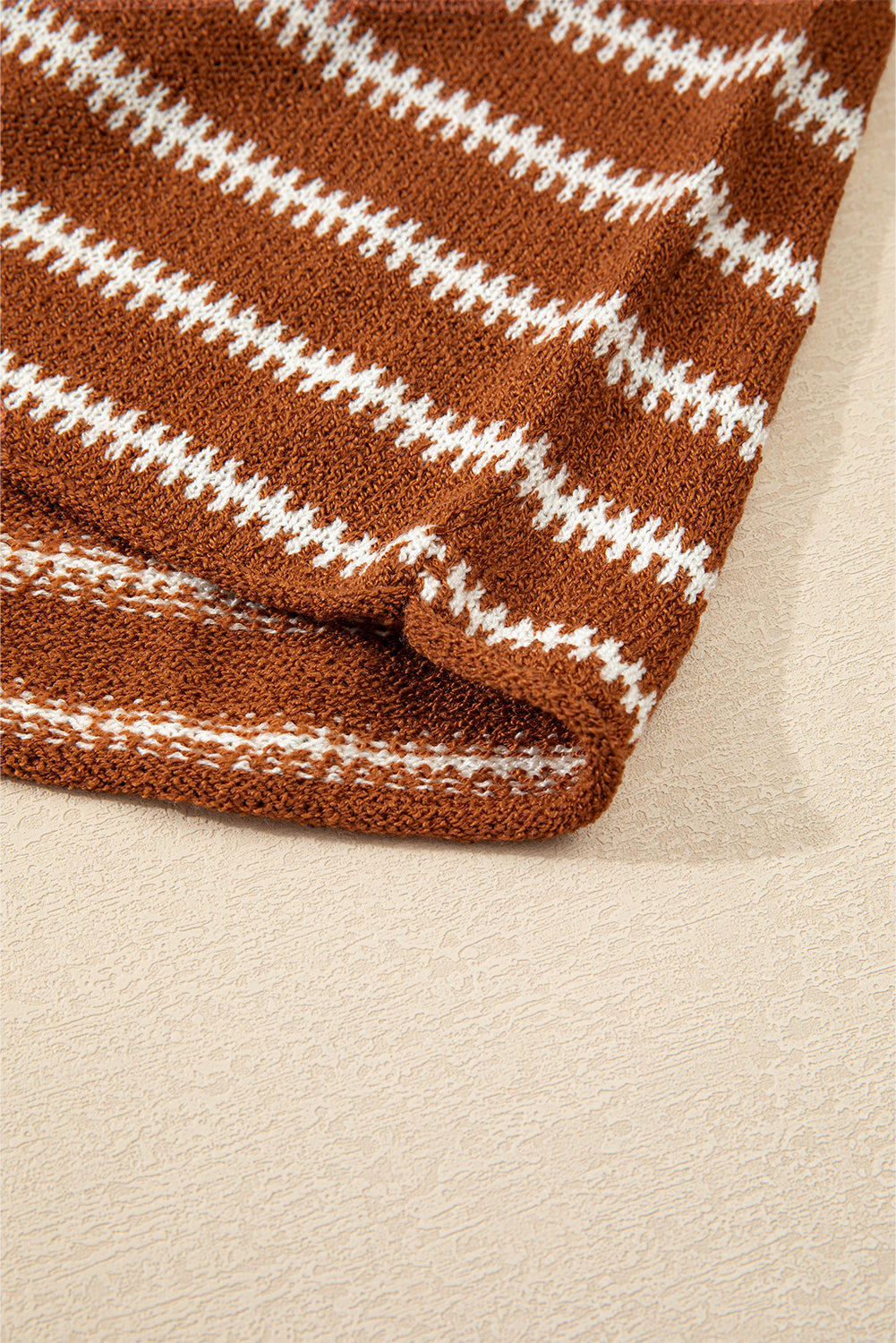 Drop Shoulder Casual Sweater | Brown Stripe