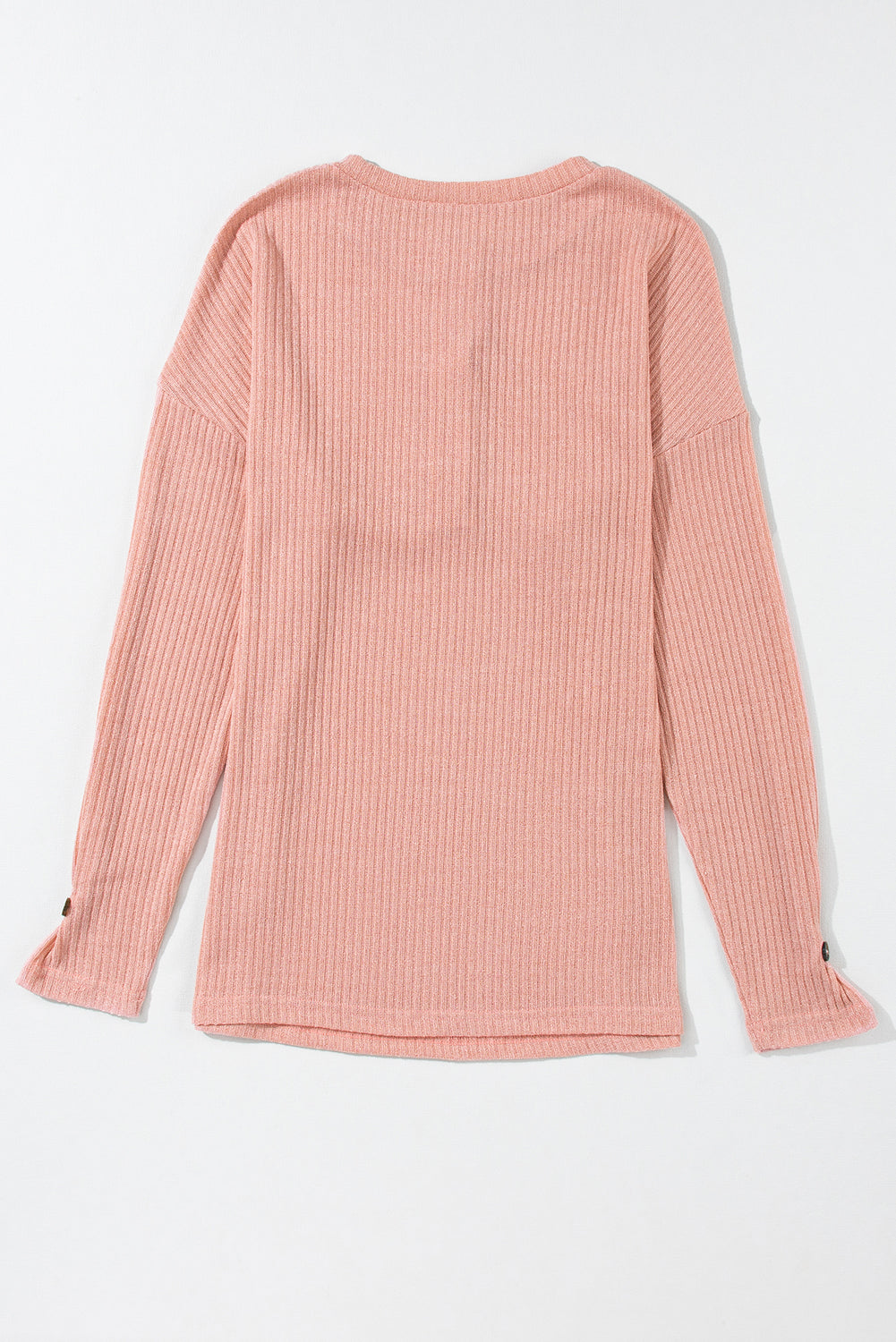 Rib Textured Henley Knit Top | Rose Tan