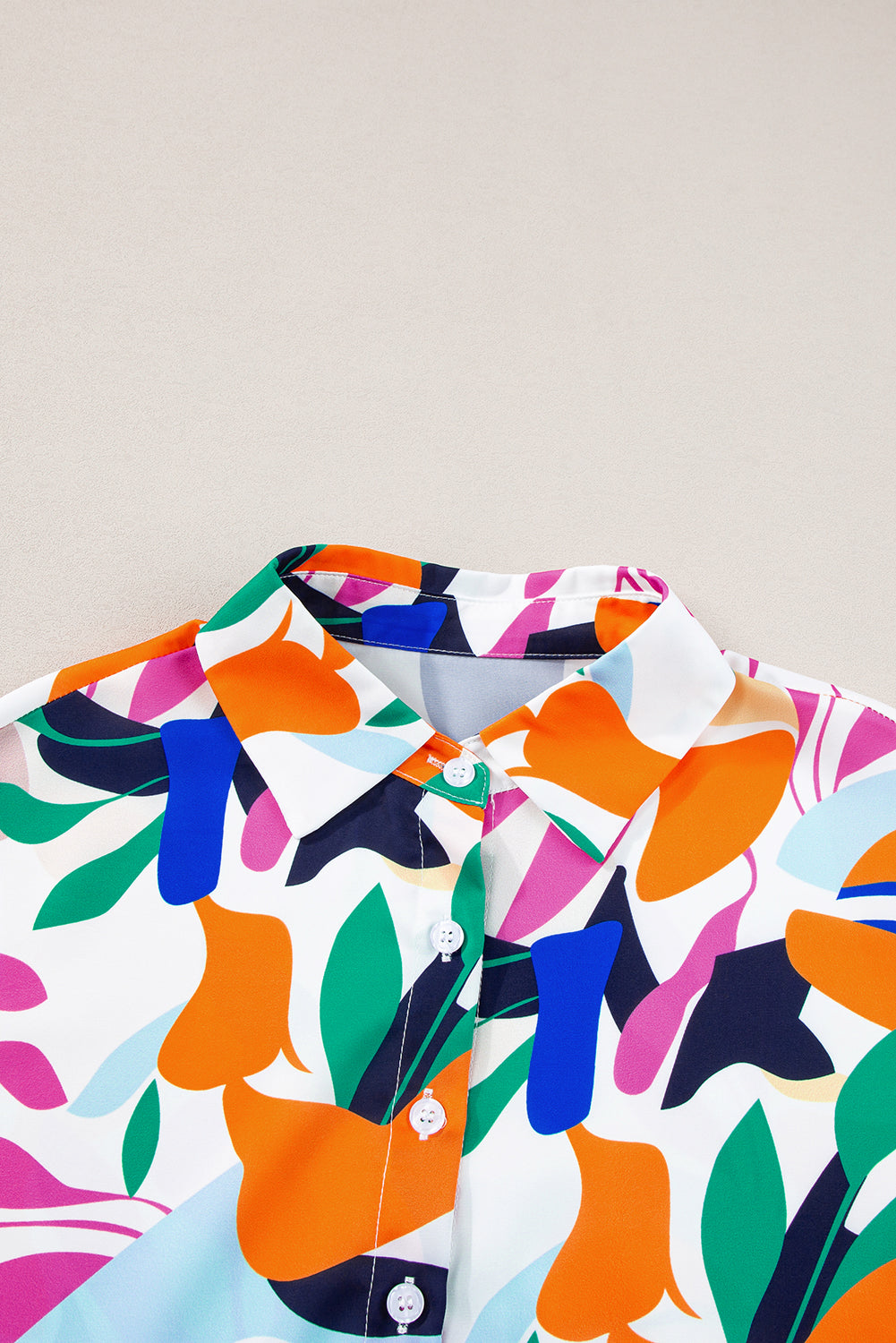 Abstract Leafy Print Short Sleeve Shirt | Multicolour