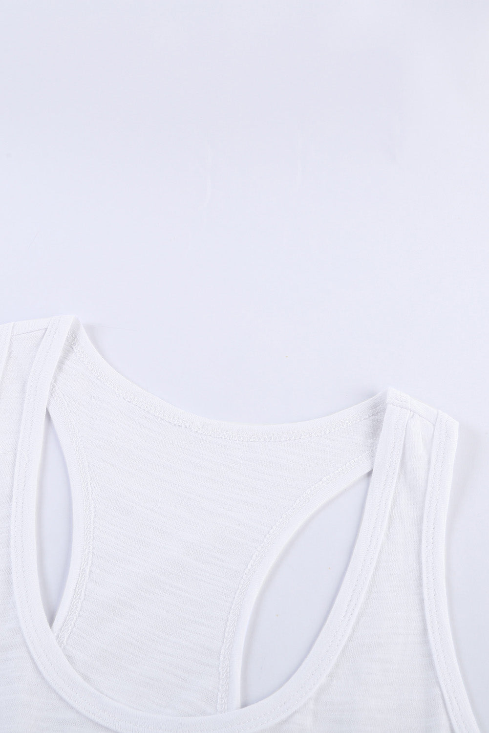 Scoop Neck Basic Solid Tank Top | White