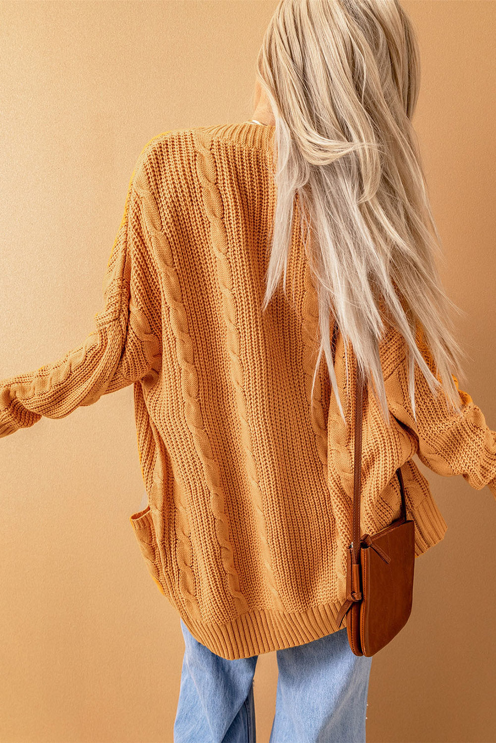 Mustard Knit Texture Long Cardigan | as shown