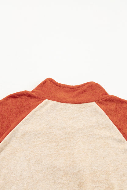 Plus Size Colourblock Raglan Hoodie With Pockets | Orange