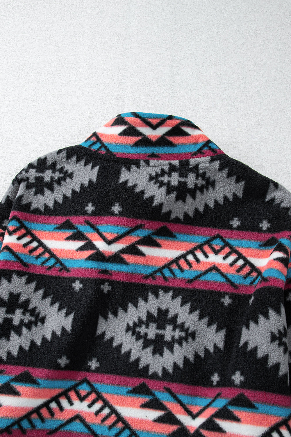 Aztec Printed Zip Up Collar Jacket | Black