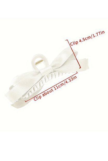 Bow Decor Large Hair Claw Clip | White