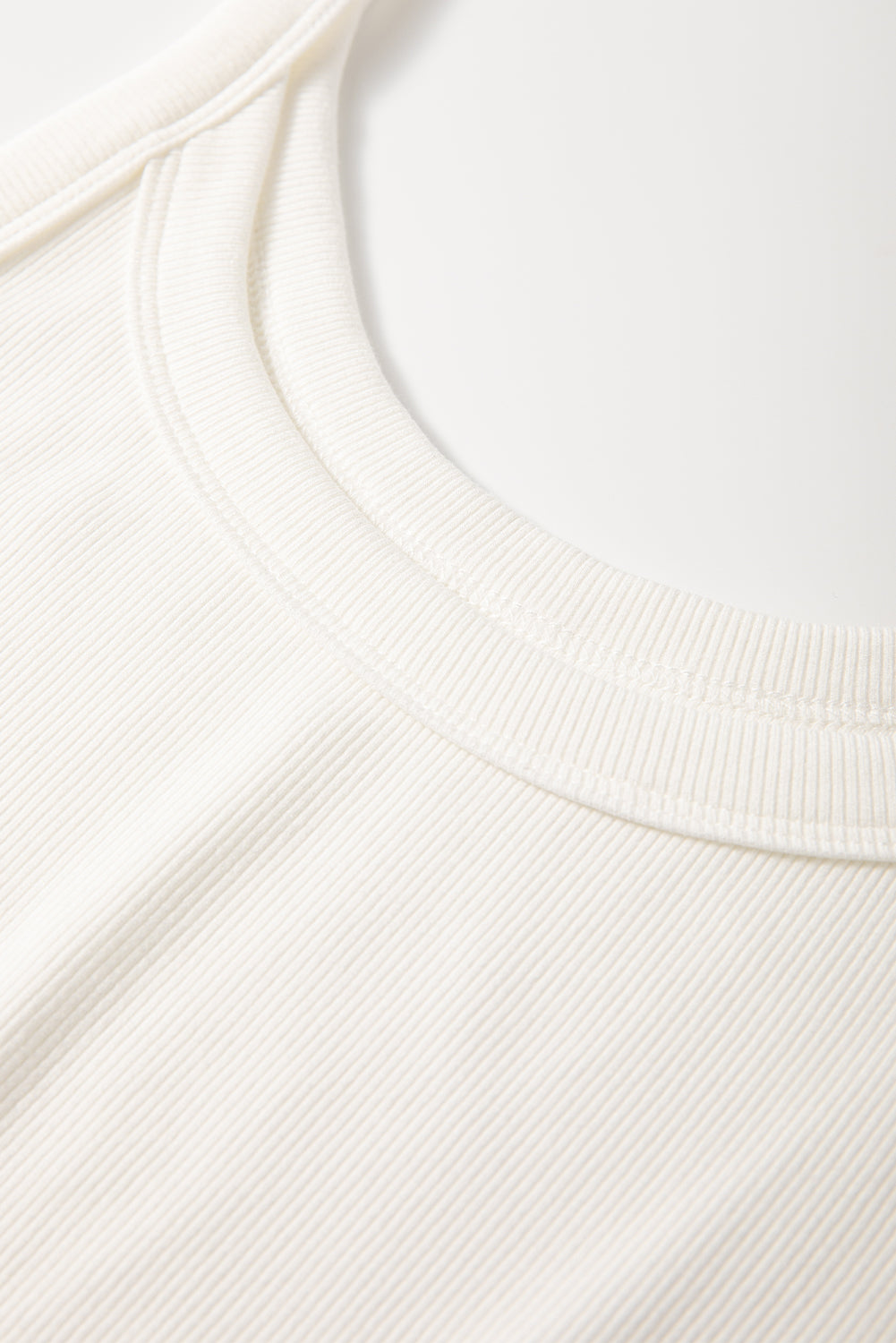 Solid Colour Ribbed Knit Scoop Neck Tank Top | White