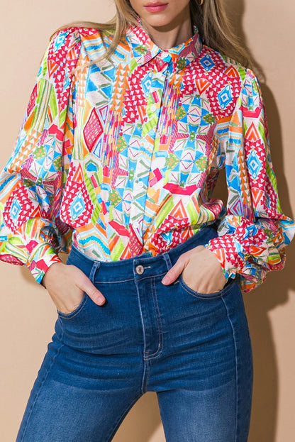 Abstract Printed Long Sleeve Casual Shirt | Multicolour