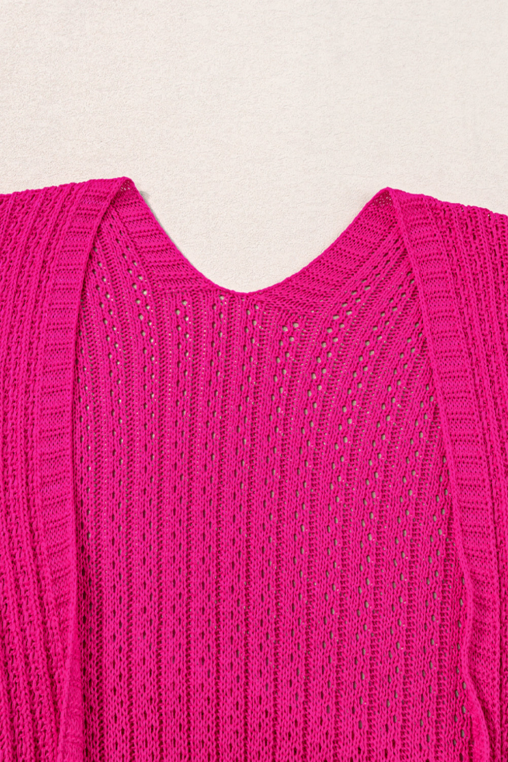 Hollow-Out Bracelet Sleeve Knit Cardigan | Rose