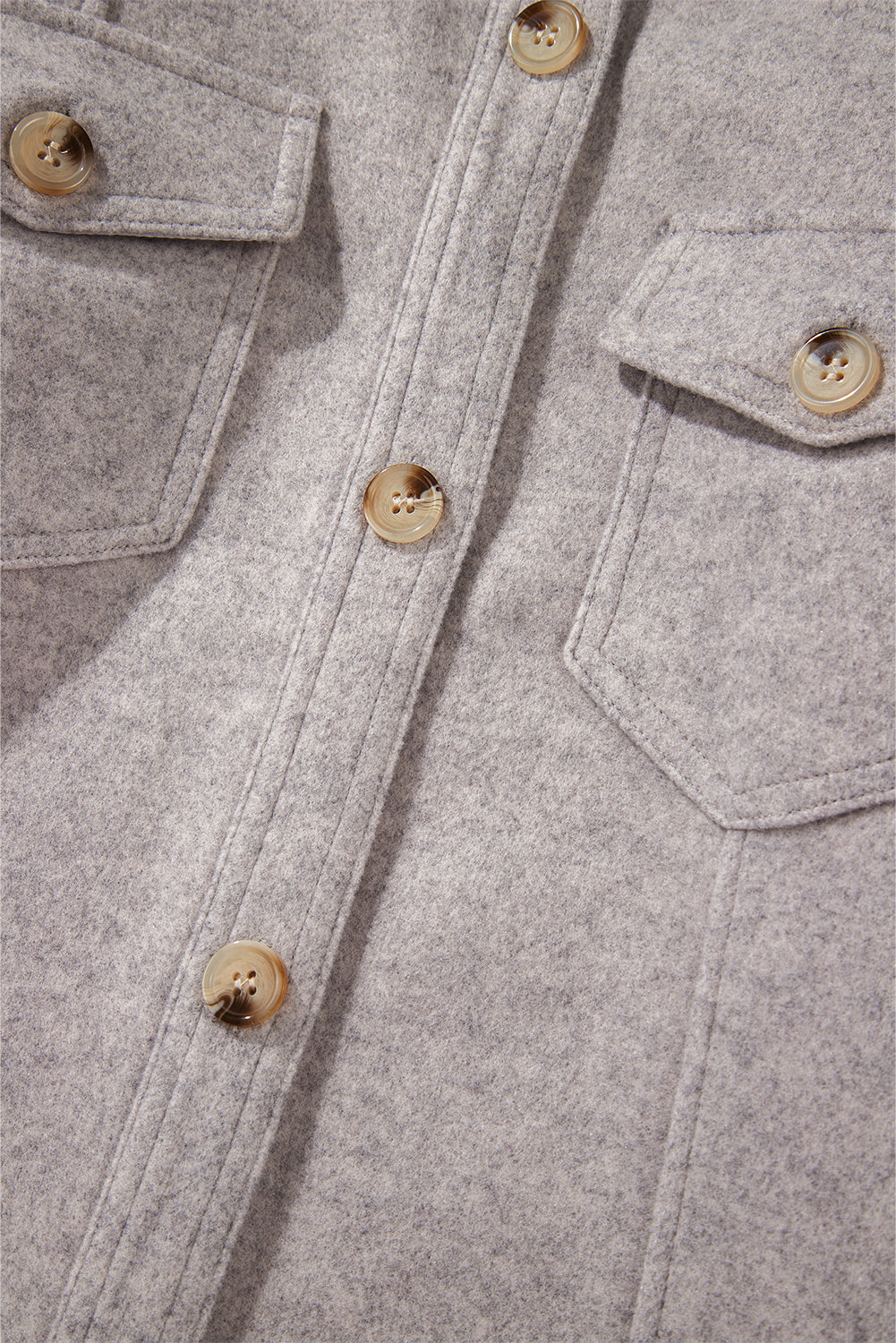 Turn Down Collar Flap Pockets Buttoned Shacket | Light Grey