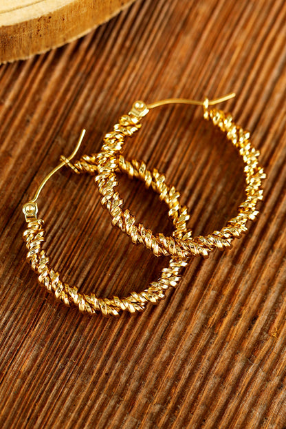 Vintage Textured Hoop Earrings | Gold