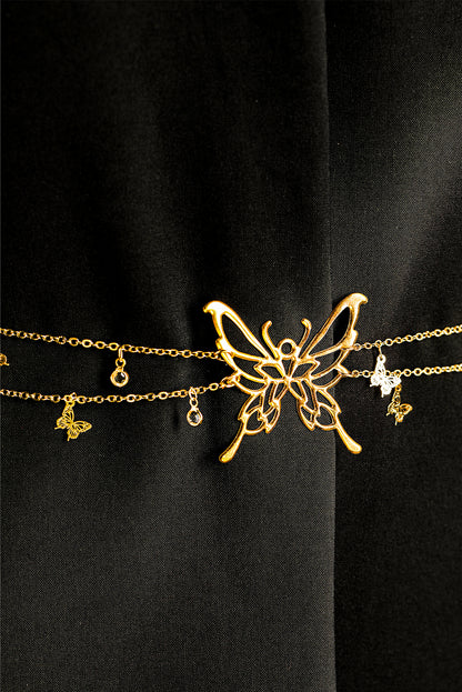 Butterfly Decor Tassel Plate Alloy Layered Waist Chain | Gold