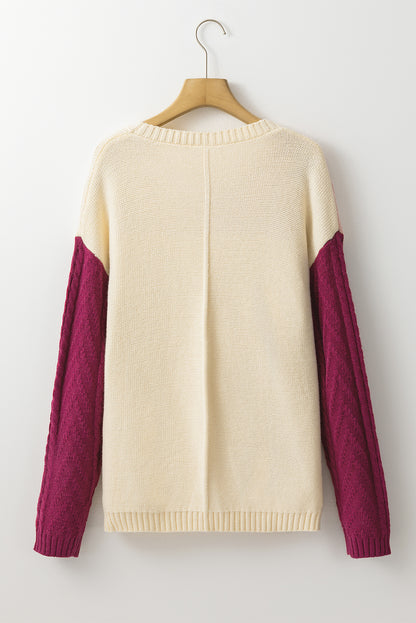 Colourblock Patched Pocket Drop Shoulder Sweater | Rose Tan