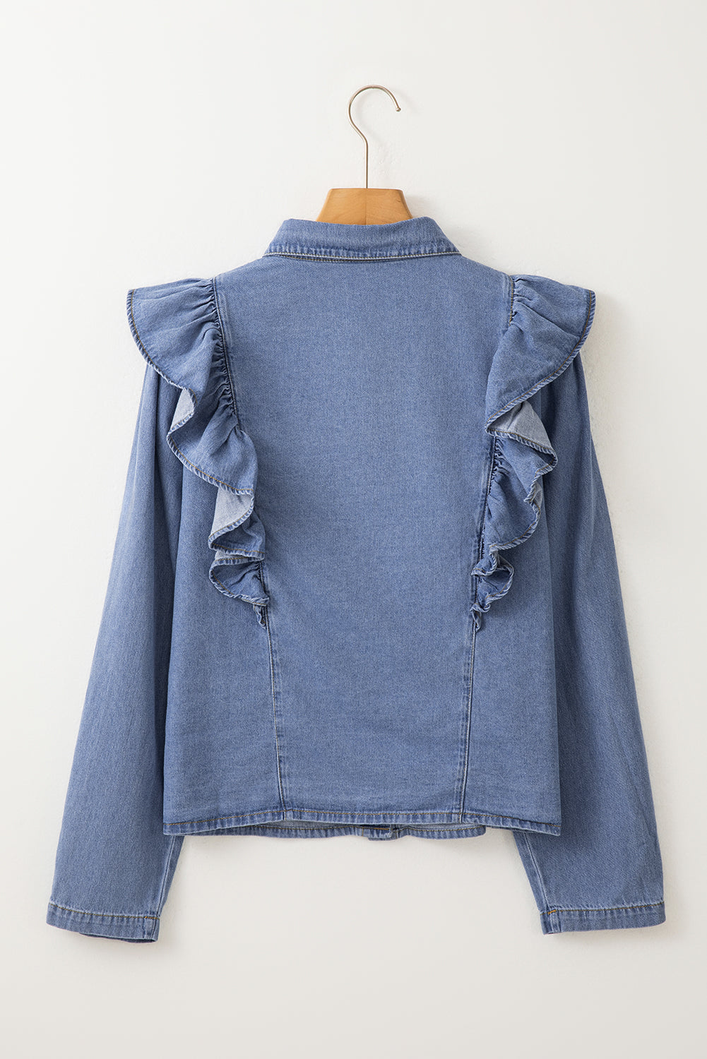 Denim Ruffled Casual Top | Dusk Blue