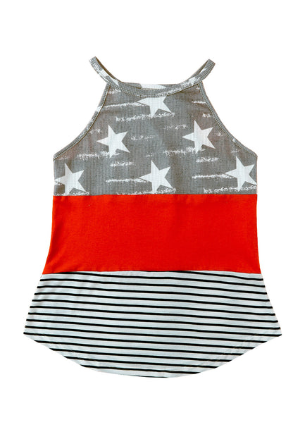 American Flag Colour Block Sleeveless Top | Multicolour