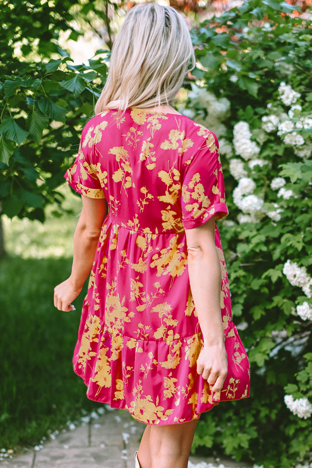 Floral Print Batwing Sleeve Smock Dress | Rose