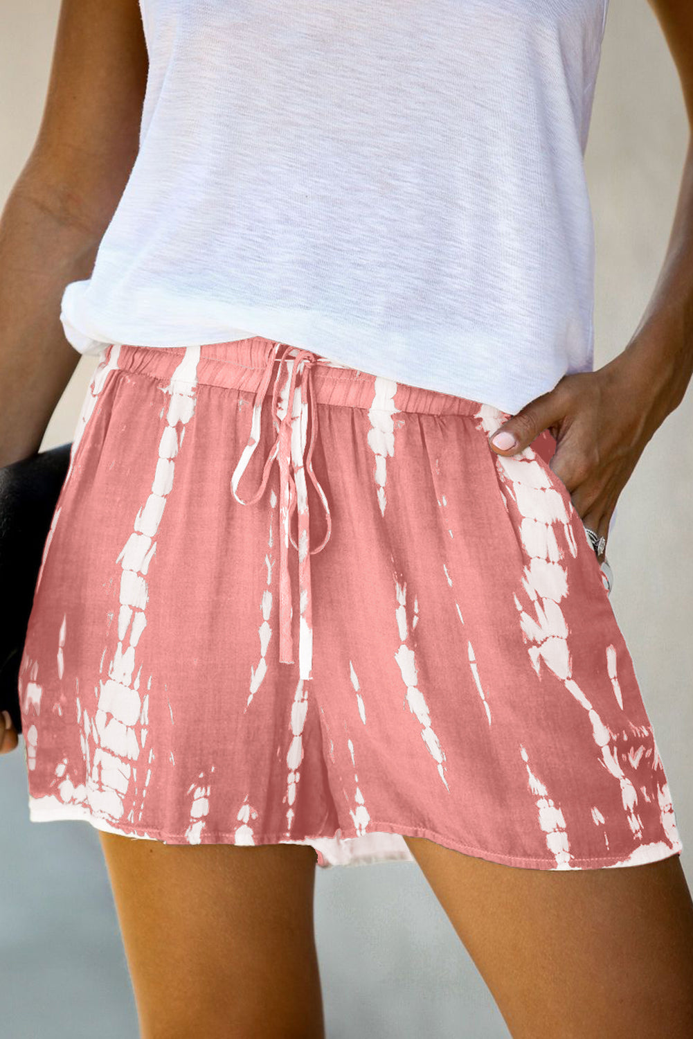 Tie Dye Drawstring Casual Shorts | Pink