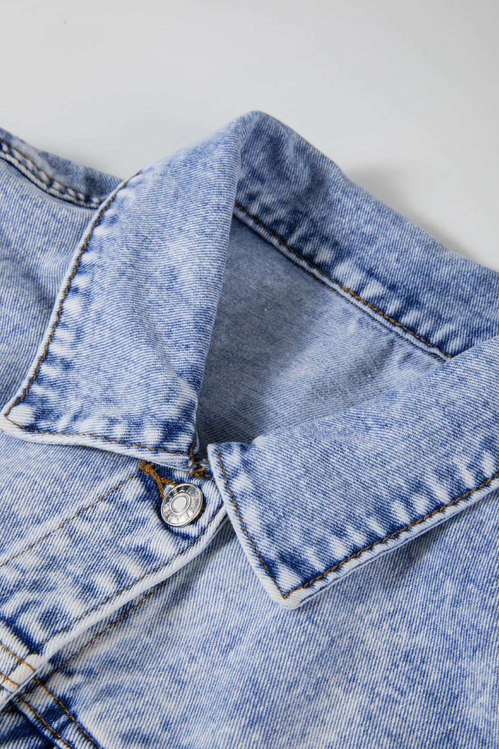 Vintage Washed Flap Pockets Denim Jacket | Beau Blue