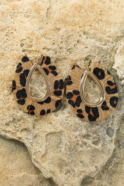 Leopard Print Hollow Out Drop Earrings | Chestnut