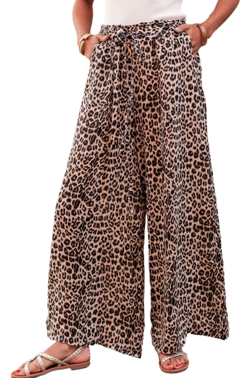 Boho Leopard Wide Leg Pants | Desert Palm