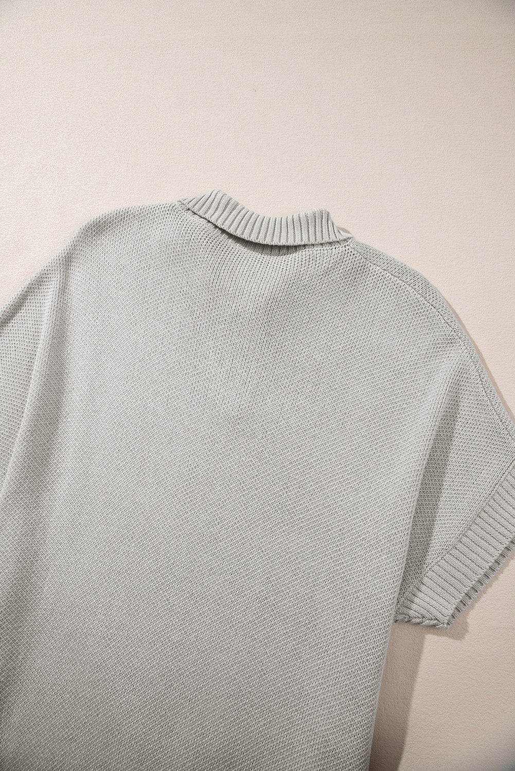 Quarter Zip Short Batwing Sleeve Sweater | Light Grey