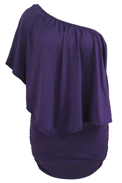 Plus Size Dressing Layered  Mini Poncho Dress | Purple