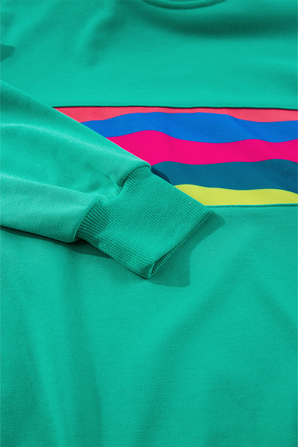 Colourful Striped Accent Long Sleeve T Shirt | Green